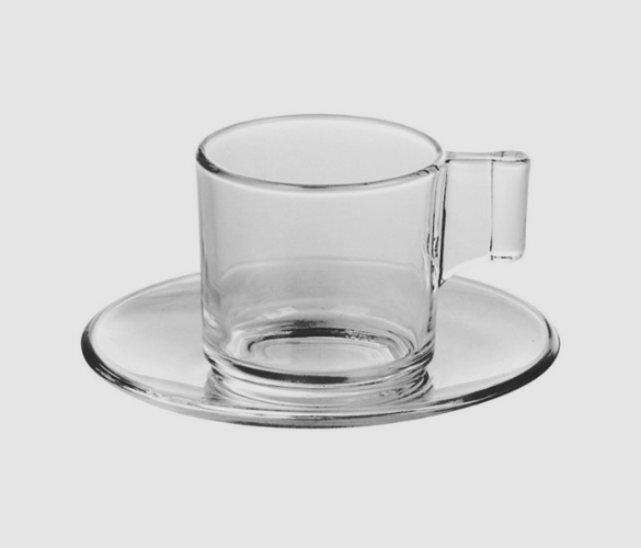 Glass Espresso Cups & Saucers Adams + Russell Coffee Roasters